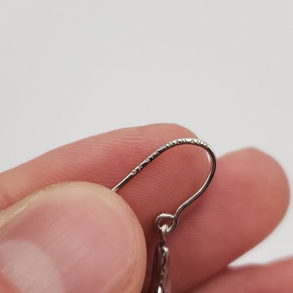 925 Sterling Silver Cool Pattern And Shape Dangle Earrings - Picture 3 of 5